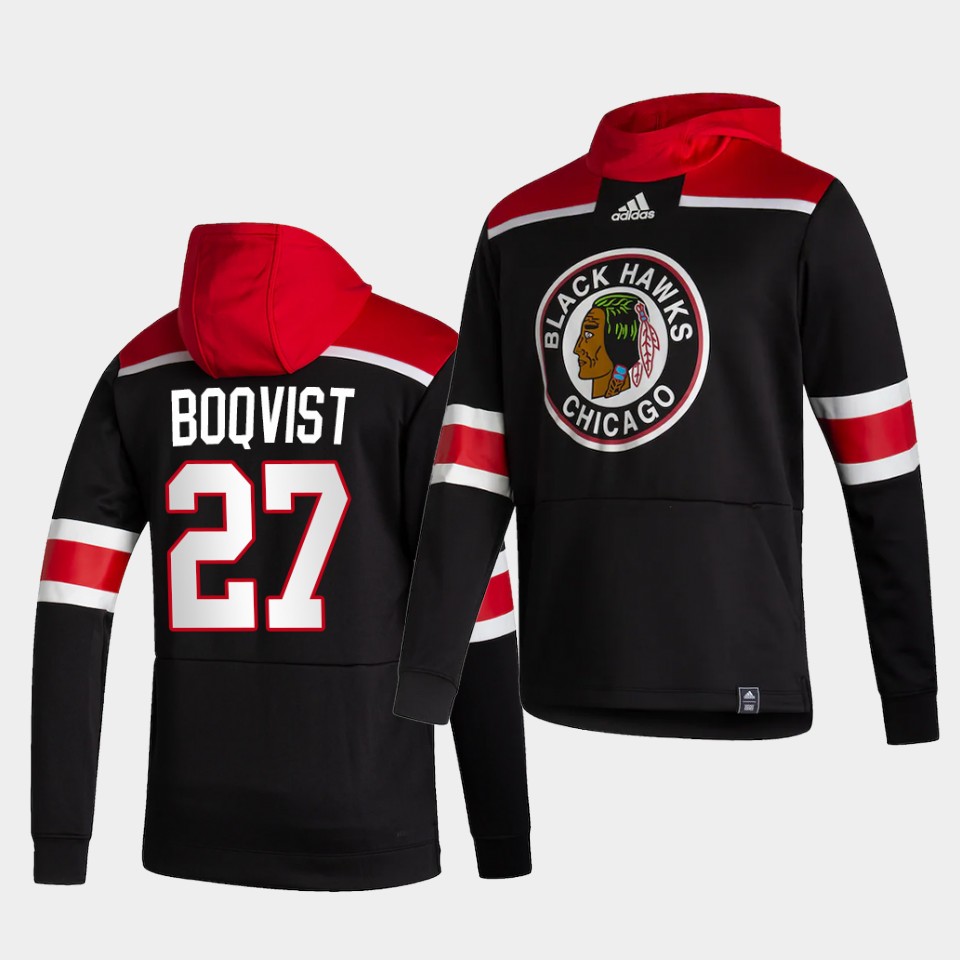 Men Chicago Blackhawks #27 Boqvist Black NHL 2021 Adidas Pullover Hoodie Jersey